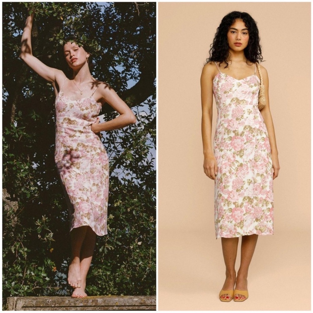 Rouje Dress Flora Midi Slip in La Momma Rose Pink Floral